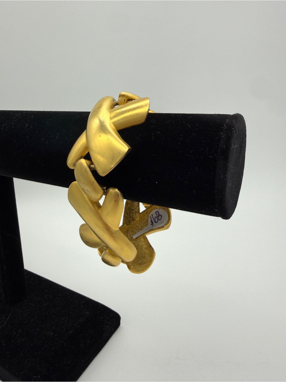 Vintage 80s Chunky Matte Gold Tone X Link Bracelet